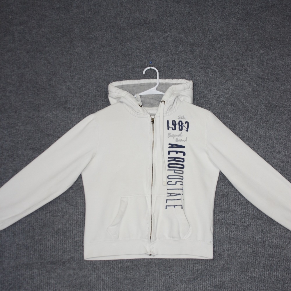 Aeropostale White Hoodie with Blue Accents